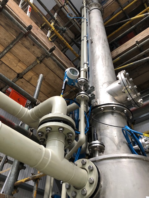 Scrubber equipment view from bottom up.